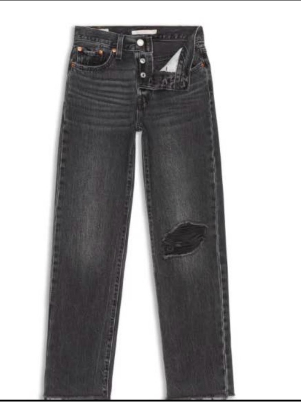 Levi's Black Wedgie Straight Distressed Jeans